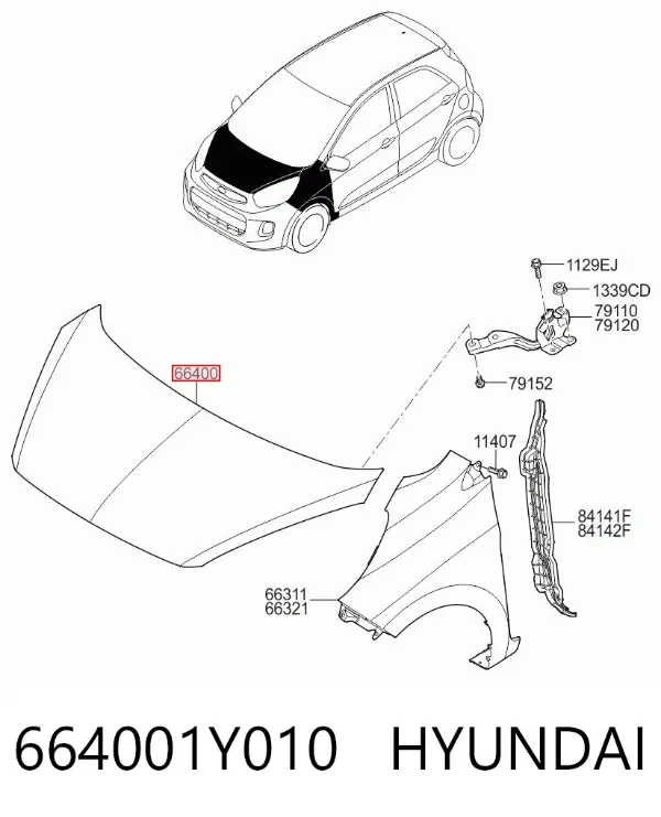 Capota 664001Y010 Hyundai/Kia