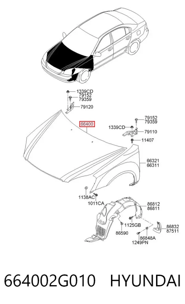 Capota 664002G010 Hyundai/Kia