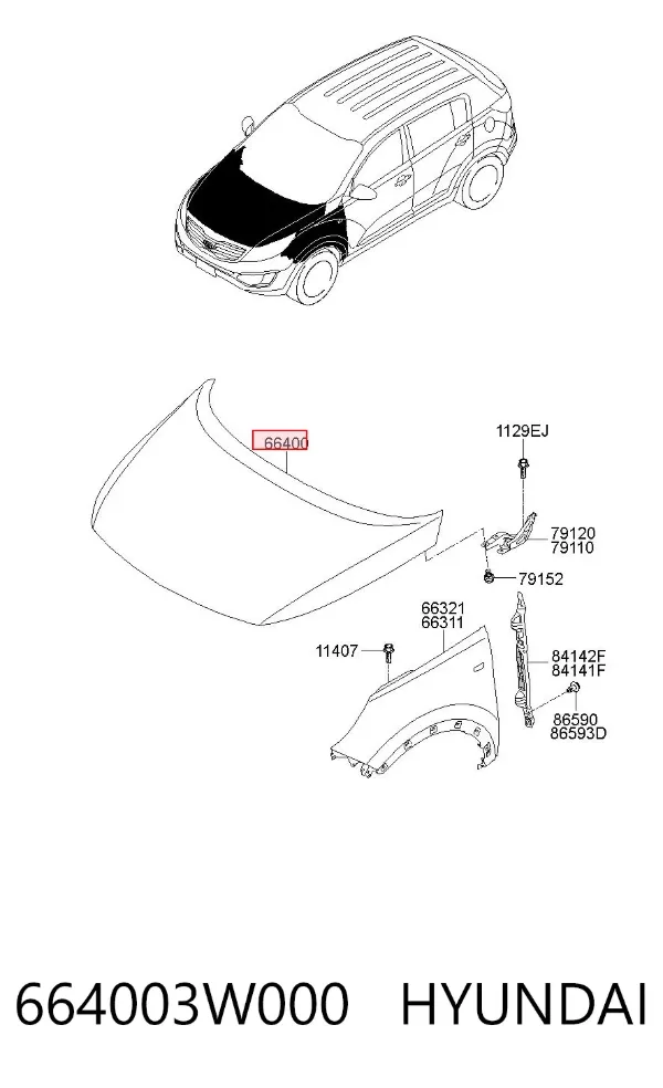 Capota 664003W000 Hyundai/Kia