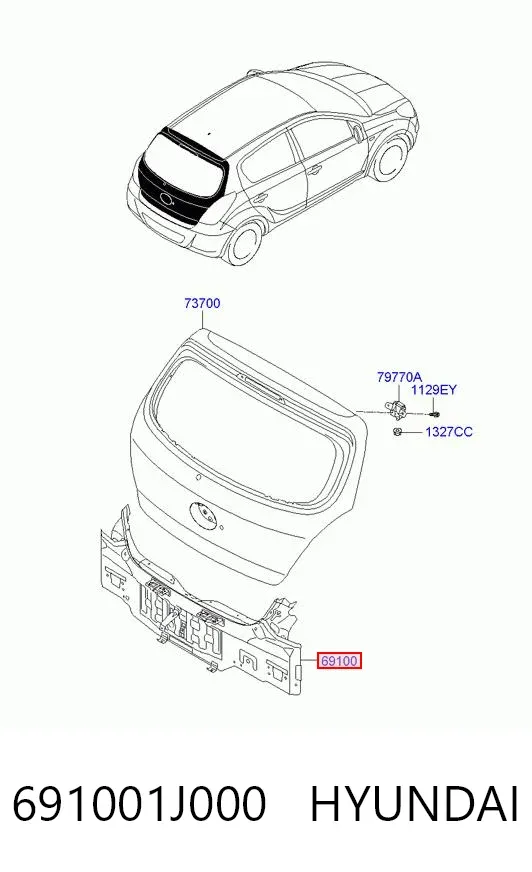 Painel traseiro da seção de bagagem 691001J000 Hyundai/Kia