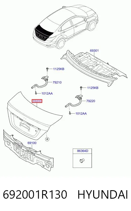 Tampa de porta-malas 692001R130 Hyundai/Kia