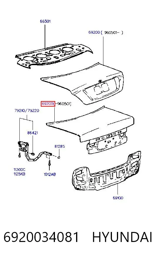 Tampa de porta-malas Hyundai Sonata III
