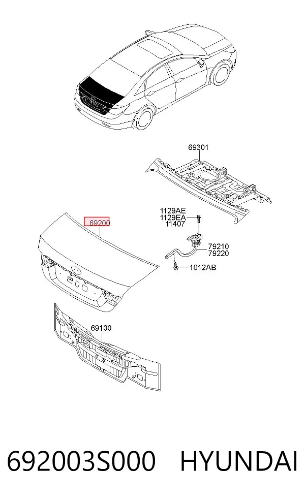 Tampa de porta-malas Hyundai Sonata VI