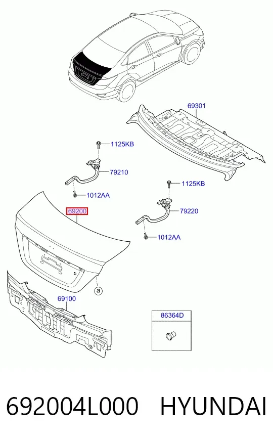 Tampa de porta-malas 692004L000 Hyundai/Kia