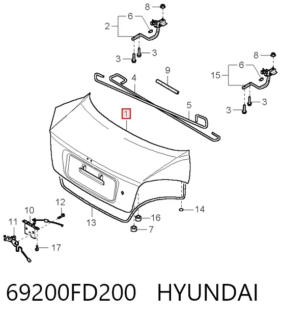 Tampa de porta-malas KIA Rio I
