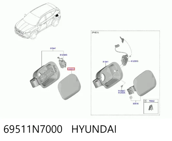 Alcapão do tanque de combustível 69511N7000 Hyundai/Kia