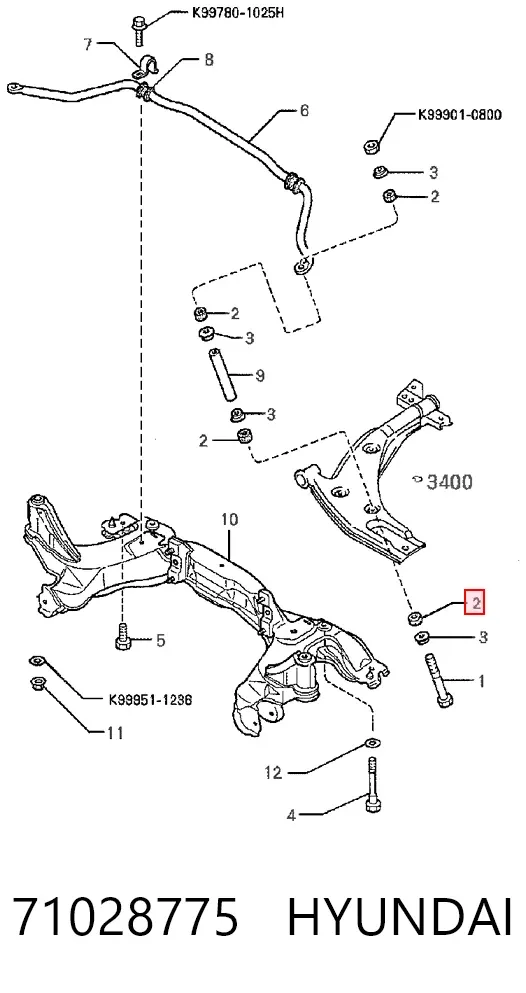 Bucha de suporte dianteiro de estabilizador 71028775 Hyundai/Kia