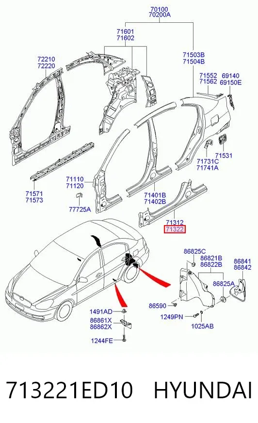 Acesso externo direito Hyundai Accent III