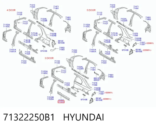 Acesso externo direito Hyundai Accent II
