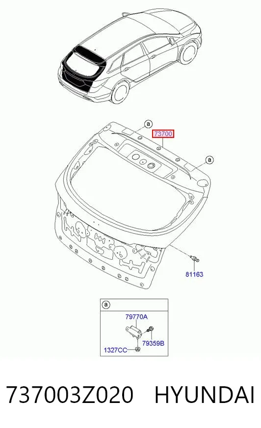 Porta traseira (3ª/5ª porta-malas (tampa de alcapão) 737003Z020 Hyundai/Kia