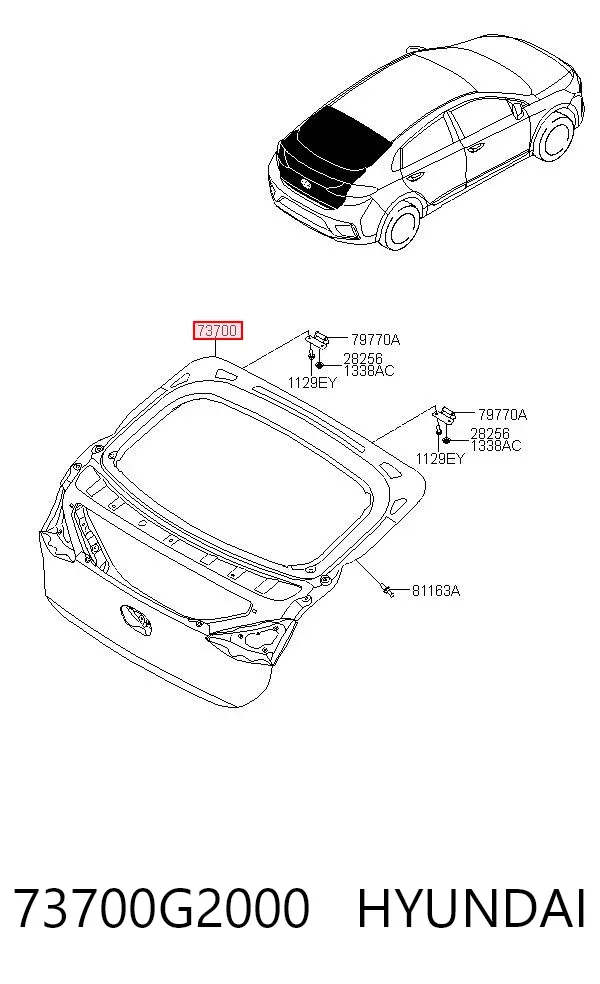 Porta traseira (3ª/5ª porta-malas (tampa de alcapão) 73700G2000 Hyundai/Kia