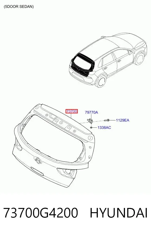 Porta traseira (3ª/5ª porta-malas (tampa de alcapão) 73700G4200 Hyundai/Kia