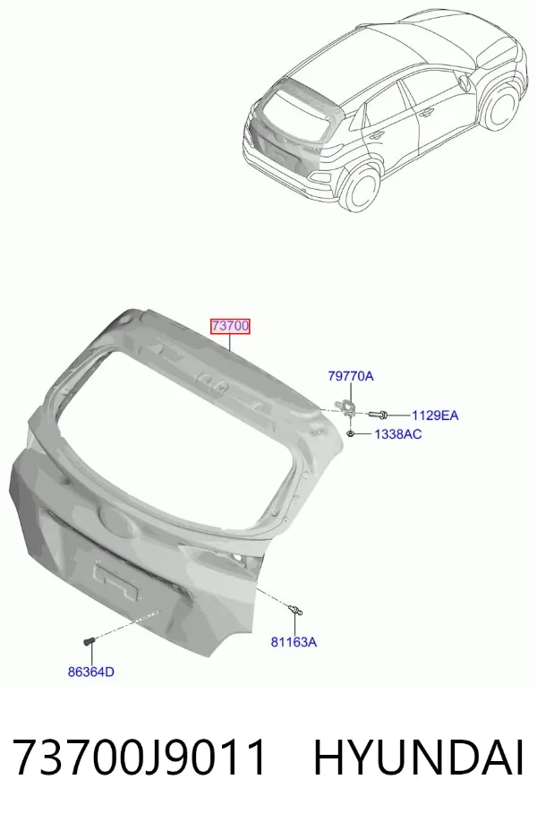Porta traseira (3ª/5ª porta-malas (tampa de alcapão) Hyundai KONA OS