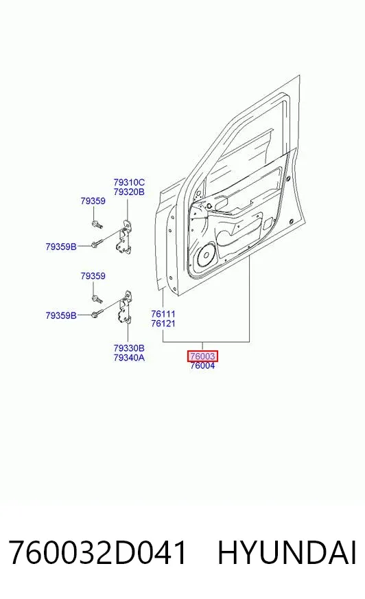 Porta dianteira esquerda 760032D041 Hyundai/Kia