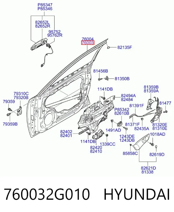 Porta dianteira esquerda 760032G010 Hyundai/Kia