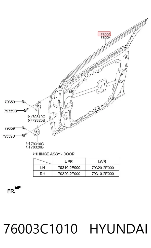 Porta dianteira esquerda 76003C1010 Hyundai/Kia
