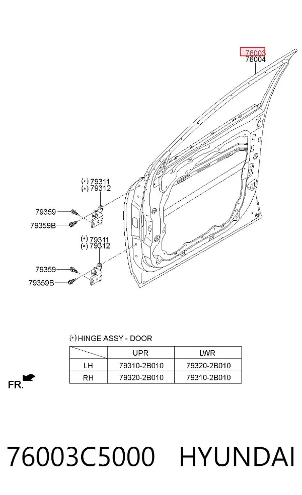 Porta dianteira esquerda 76003C5000 Hyundai/Kia