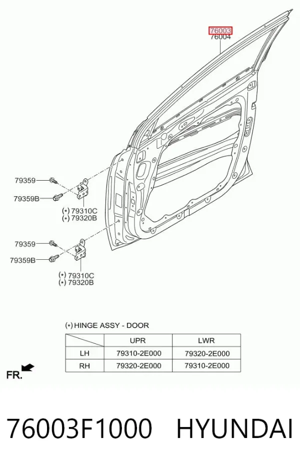 Porta dianteira esquerda 76003F1000 Hyundai/Kia
