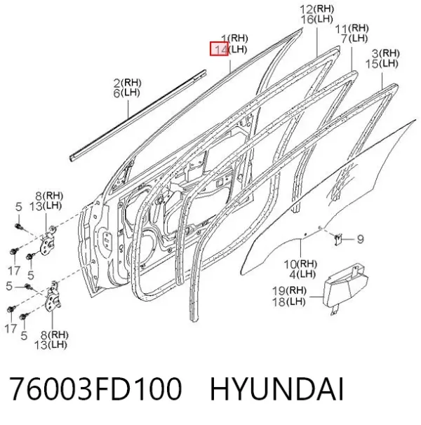Porta dianteira esquerda 76003FD100 Hyundai/Kia