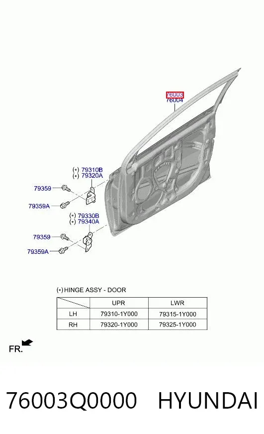 Porta dianteira esquerda 76003Q0000 Hyundai/Kia