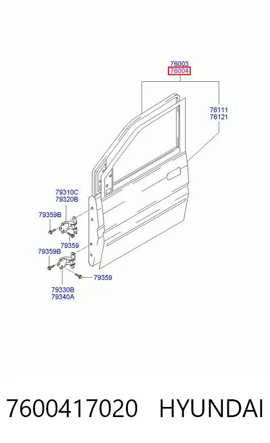 Porta dianteira direita 7600417020 Hyundai/Kia