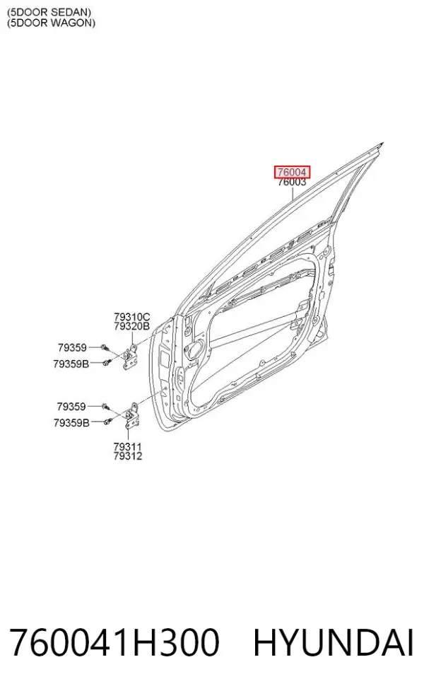 Porta dianteira direita 760041H300 Hyundai/Kia