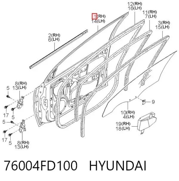 Porta dianteira direita 76004FD100 Hyundai/Kia