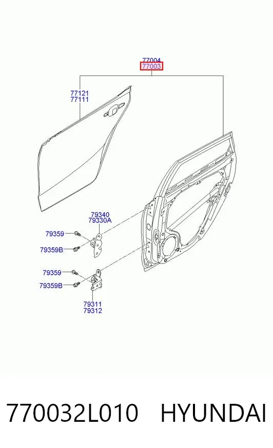 Porta traseira esquerda 770032L010 Hyundai/Kia