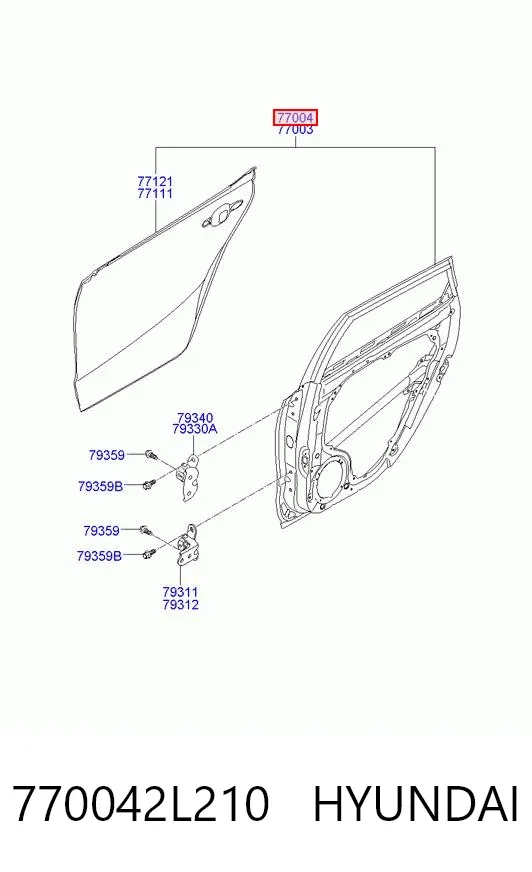 Porta traseira direita 770042L210 Hyundai/Kia