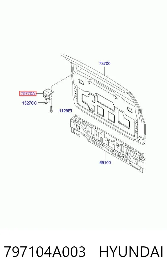 Gozno da porta traseira (de 3º/5º bagageiro) 797104A003 Hyundai/Kia
