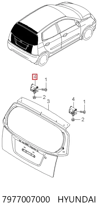 Gozno da porta traseira (de 3º/5º bagageiro) 7977007000 Hyundai/Kia