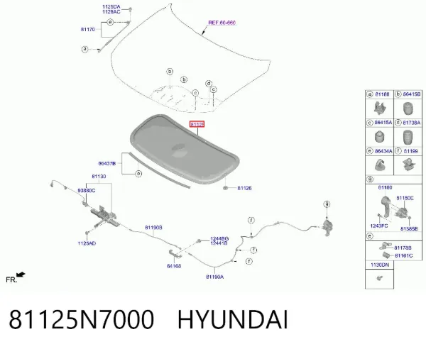 Isolamento de ruído da capota Hyundai Tucson IV