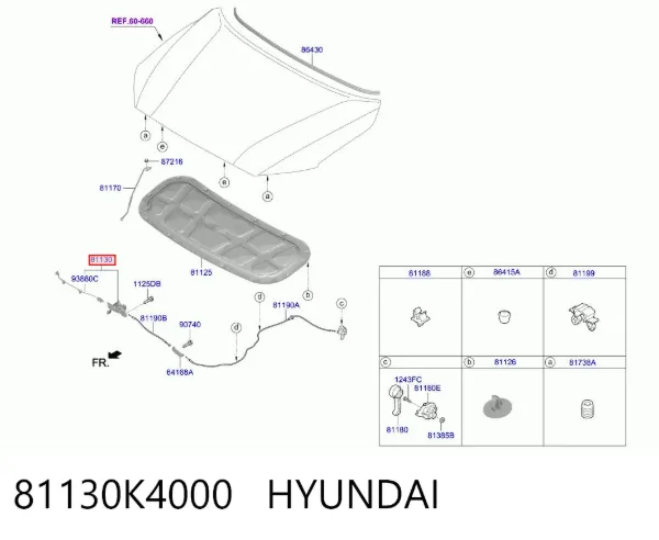 Fecho da capota Hyundai KONA OS