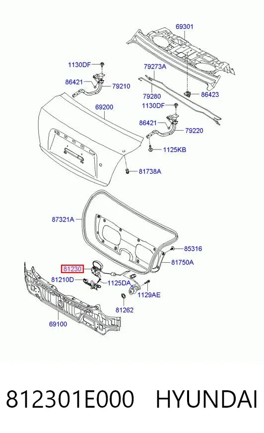 Fecho de tampa de porta-malas (de 3ª/5ª porta traseira) 812301E000 Hyundai/Kia