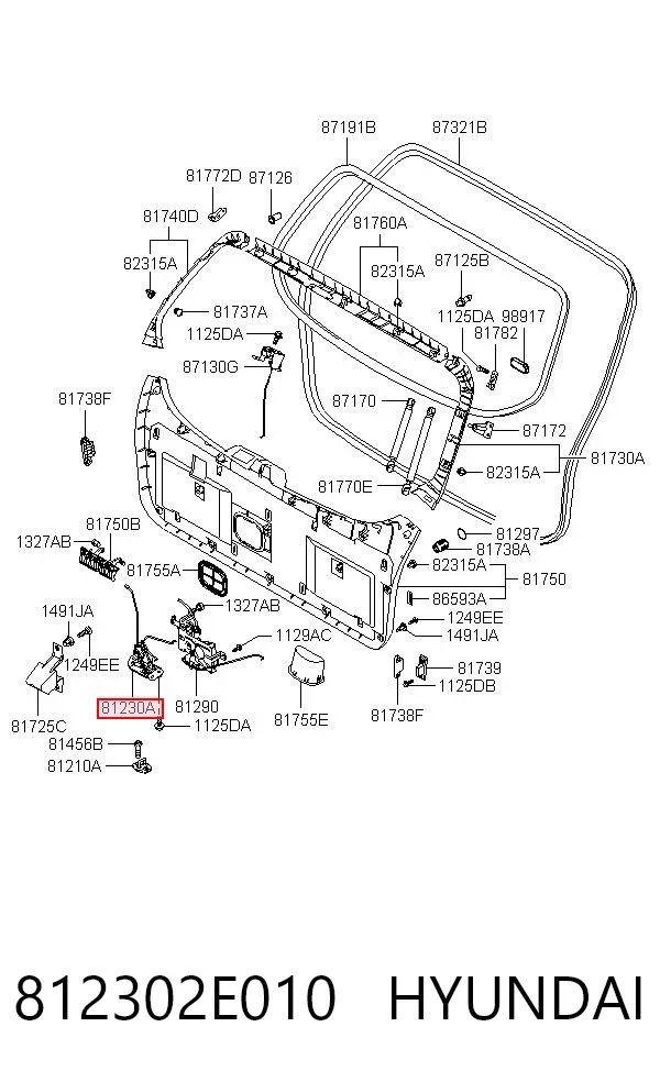 Fecho de tampa de porta-malas (de 3ª/5ª porta traseira) 812302E010 Hyundai/Kia