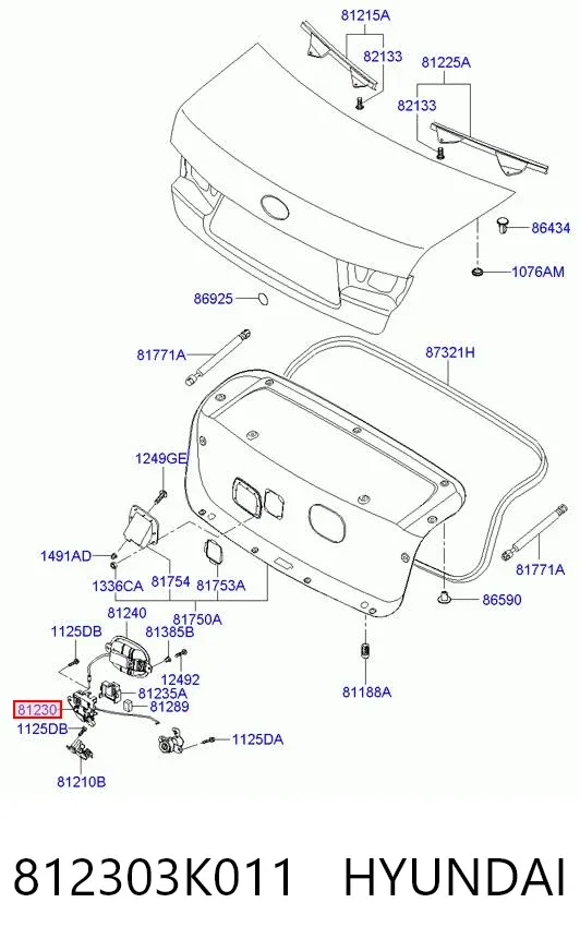 Fecho de tampa de porta-malas (de 3ª/5ª porta traseira) Hyundai Sonata V