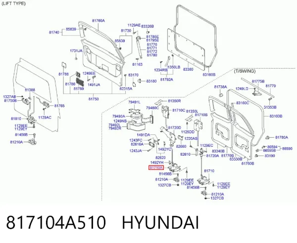 Fecho de tampa de porta-malas (de 3ª/5ª porta traseira) Hyundai H-1 STAREX Grand Starex