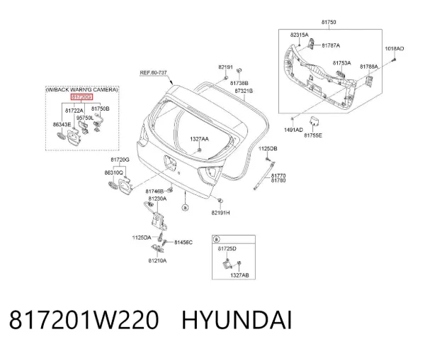 Puxador externo de tampa de porta-malas (de 3ª/5ª porta traseira) 817201W220 Hyundai/Kia