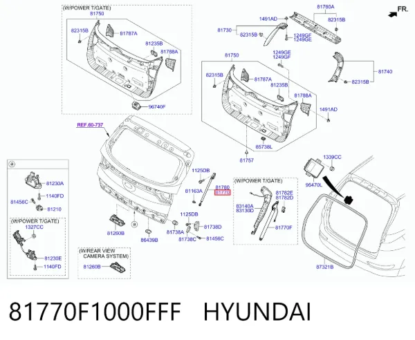 Amortecedor de tampa de porta-malas (de 3ª/5ª porta traseira) 81770F1000FFF Hyundai/Kia