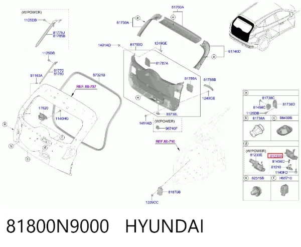 Fecho de tampa de porta-malas (de 3ª/5ª porta traseira) 81800N9000 Hyundai/Kia