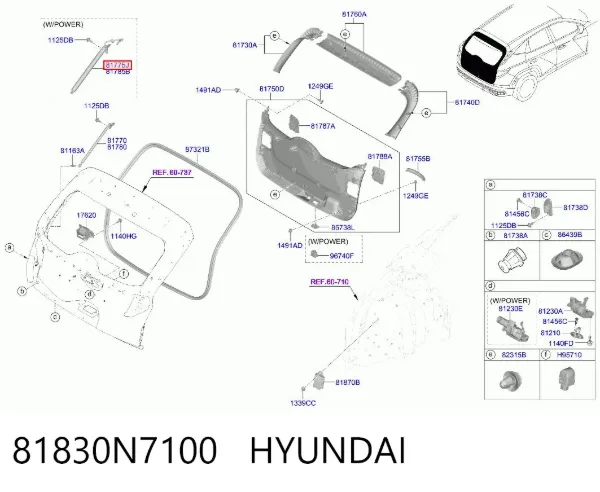 Amortecedor de tampa de porta-malas (de 3ª/5ª porta traseira) Hyundai Tucson IV