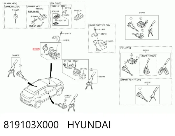 Fecho de ignição 819103X000 Hyundai/Kia