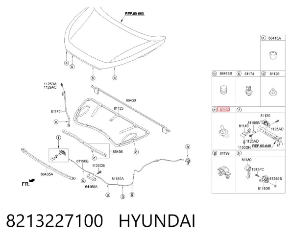 Braçadeira de compactador da porta 8213227100 Hyundai/Kia