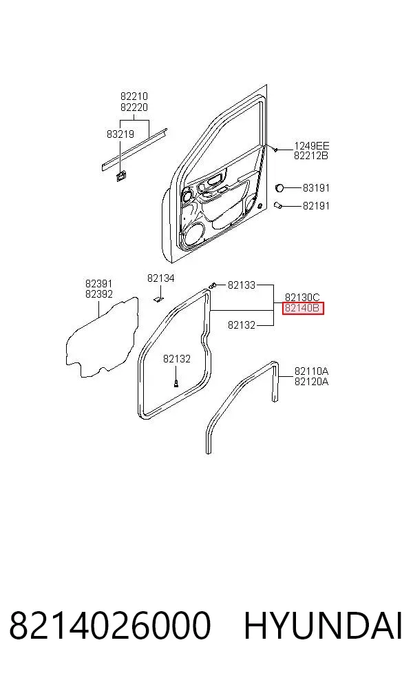 Compactador da porta dianteira direita (na porta) 8214026000 Hyundai/Kia