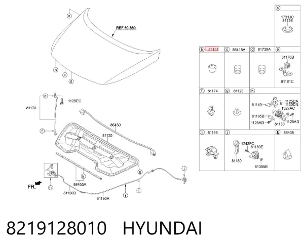 Grade de proteção de portas 8219128010 Hyundai/Kia