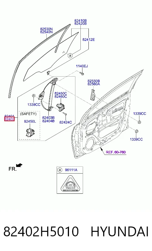 Mecanismo de acionamento de vidro da porta dianteira direita Hyundai Accent V