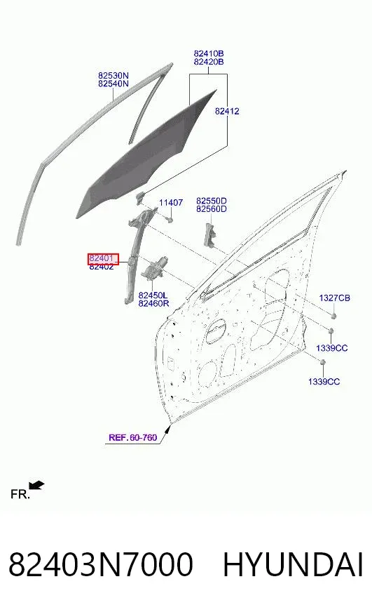 Mecanismo de acionamento de vidro da porta dianteira esquerda Hyundai Tucson IV