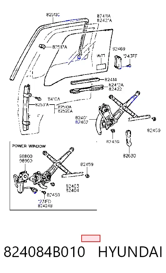 Mecanismo de acionamento de vidro da porta dianteira direita Hyundai H100 P