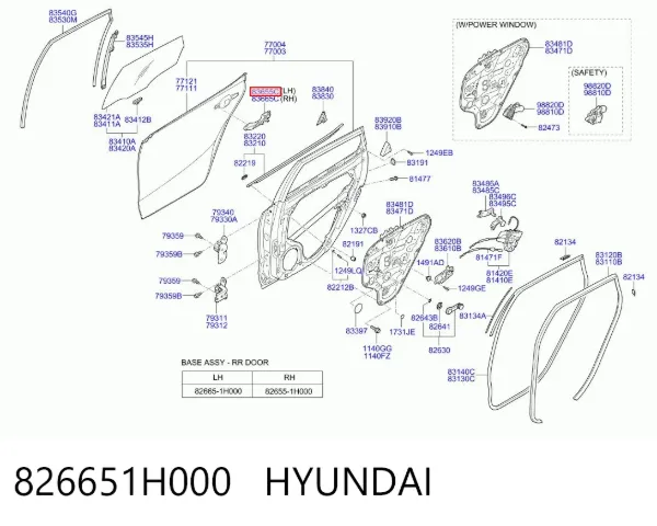 Suporte de maçaneta externa da porta de portas direitas 826651H000 Hyundai/Kia