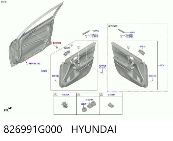 Cápsula (prendedor) de fixação de protetor de lama 826991G000 Hyundai/Kia